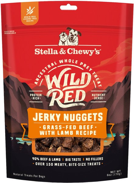 Stella & Chewy's Wild Red Jerky Nuggets Beef & Lamb Recipe Grain-Free Dog Treats, 6-oz bag slide 1 of 6