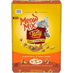 Meow Mix Tasty Layers Roasted Chicken Flavor Coated in Homestyle Gravy Dry Cat Food, 13-lb bag