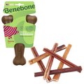 Benebone Bacon Flavor Wishbone Tough Chew Toy + Bones & Chews Bully Stick 6" Dog Treats