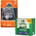 Blue Buffalo Wilderness Large Breed Chicken Recipe Grain-Free Dry Food + Greenies Large Dental Dog Treats