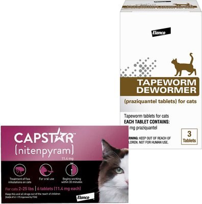Capstar Flea Oral Treatment, 2-25 lbs + Bayer Tapeworm Cat De-Wormer, slide 1 of 1