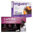 Capstar Flea Oral Treatment, 2-25 lbs + Onguard Plus Flea & Tick Spot Treatment for Cats, over 1.5-lbs, 6 Doses (6-mos supply)
