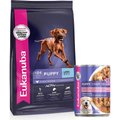 Eukanuba Large Breed Puppy Dry Food + Puppy Mixed Grill Chicken & Beef Dinner in Gravy Formula Canned Dog Food