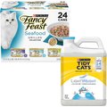 Fancy Feast Grilled Seafood Feast Canned Food + Tidy Cats Lightweight Glade Scented Clumping Clay Cat Litter