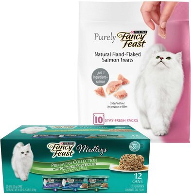 Fancy Feast Medleys Primavera Collection Food + Purely Natural Hand-Flaked Salmon Cat Treats, slide 1 of 1