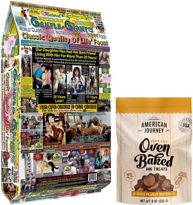 Gentle Giants Canine Nutrition Chicken Dry Food + American Journey Peanut Butter Recipe Grain-Free Oven Baked Crunchy Biscuit Dog Treats, slide 1 of 1