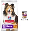 Hill's Science Diet Adult Sensitive Stomach & Skin Chicken Recipe Dry Food, 4-lb bag + Tender Turkey & Rice Stew Canned Dog Food
