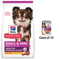 Hill's Science Diet Adult Sensitive Stomach & Skin Small & Mini Breed Chicken Recipe Dry Food, 4-lb bag + Tender Turkey & Rice Stew Canned Dog Food