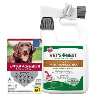 K9 Advantix II Flea & Tick Spot Treatment, over 55-lbs + Vet's Best Flea + Tick Yard & Kennel Spray for Dogs, slide 1 of 1