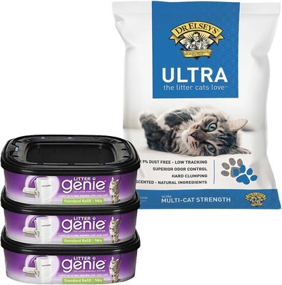 Litter Genie Standard Refill + Dr. Elsey's Precious Cat Ultra Unscented Clumping Clay Cat Litter, slide 1 of 1
