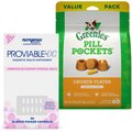 Nutramax Proviable-DC Capsules Supplement + Greenies Pill Pockets Canine Chicken Flavor Dog Treats