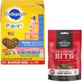 Pedigree Puppy Growth & Protection Chicken & Vegetable Flavor Dry Food + American Journey Beef Recipe Grain-Free Soft & Chewy Training Bits Dog Treats