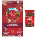 Purina ONE SmartBlend Small Bites Beef and Rice Dry Food + Milk-Bone Soft & Chewy Beef & Filet Mignon Recipe Dog Treats