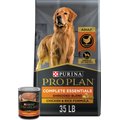Purina Pro Plan Adult Shredded Blend Chicken & Rice Formula Dry, 35-lb bag + Canned Dog Food, 13-oz, case of 12