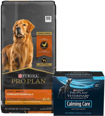 Purina Pro Plan Adult Shredded Blend Chicken & Rice Formula Dry Food + Purina Pro Plan Veterinary Diets Calming Care Probiotic Dog Supplement, slide 1 of 1