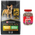 Purina Pro Plan Bright Mind Adult 7+ Small Breed Formula Dry Food + Milk-Bone Mini's Flavor Snacks Beef, Chicken & Bacon Flavored Biscuit Dog Treats