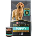 Purina Pro Plan Puppy Chicken & Rice Formula Dry, 18-lb bag + Canned Dog Food