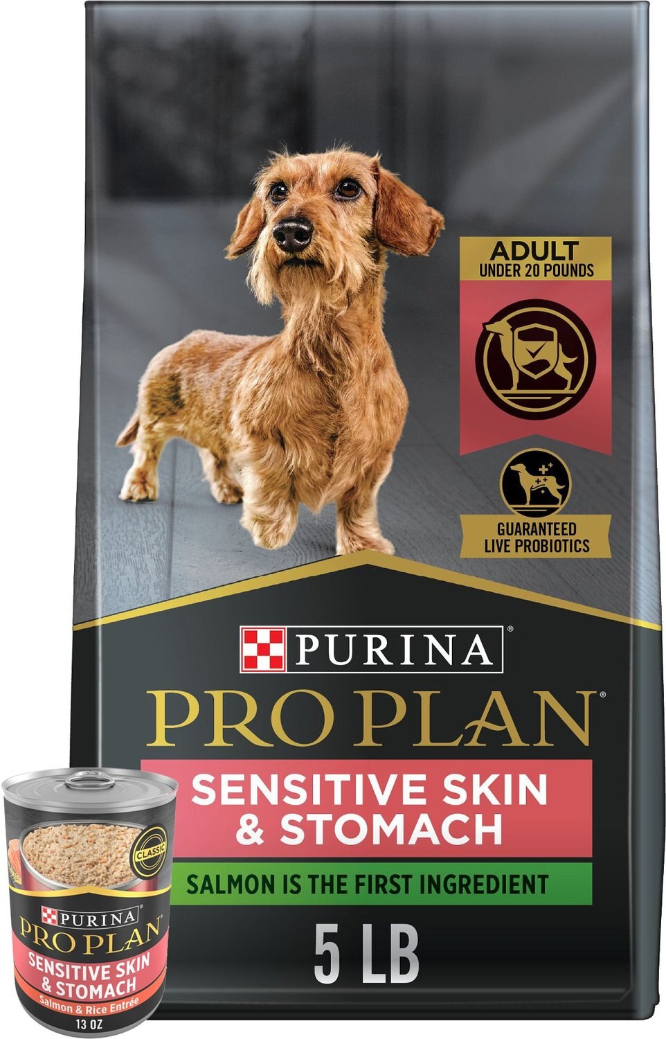 Bundle: Purina Small Breed Adult Sensitive Skin & Stomach  + Focus Classic Salmon & Rice Canned
