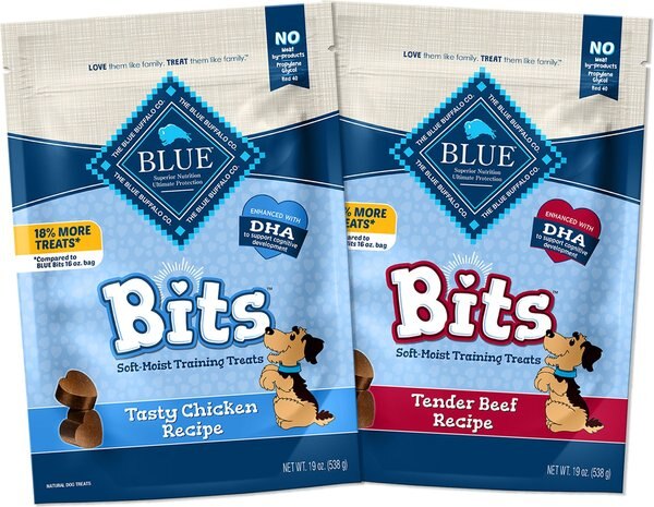 Blue Buffalo Blue Bits Tender Beef & Tasty Chicken Recipe Training Dog Treats, 19-oz bag, 2 count slide 1 of 6