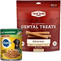 Pedigree Chopped Ground Dinner Weight Management Chicken & Rice Canned Dog Food + True Acre Foods All-Natural Dental Chew Sticks