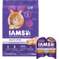 Iams ProActive Health Kitten Dry Food + Perfect Portions Healthy Kitten Chicken Recipe Pate Grain-Free Cat Food Trays