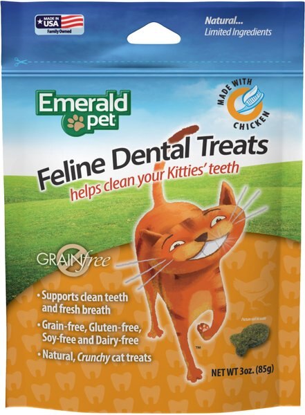 Emerald Pet Feline Dental Treats with Chicken Cat Treats, 3-oz bag, bundle of 4 slide 1 of 5