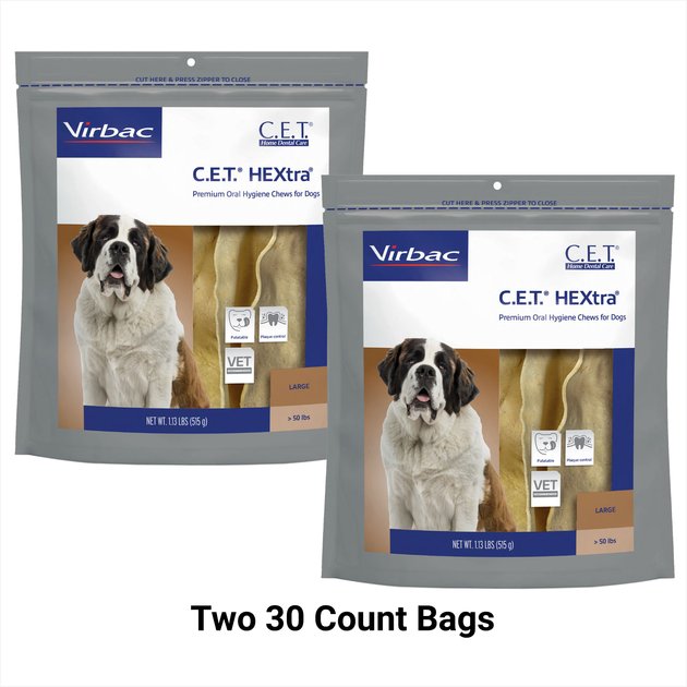 Virbac C E T Hextra Premium Dental Dog Chews X Large 30 Count 30 Count Bundle Of 2 Chewy Com