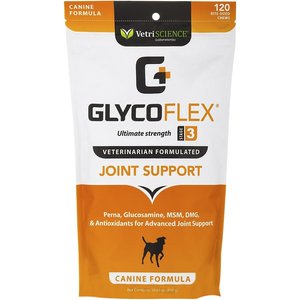 VetriScience GlycoFlex Stage III Chicken Flavored Soft Chews Joint Supplement for Dogs, 120 count, bundle of 2