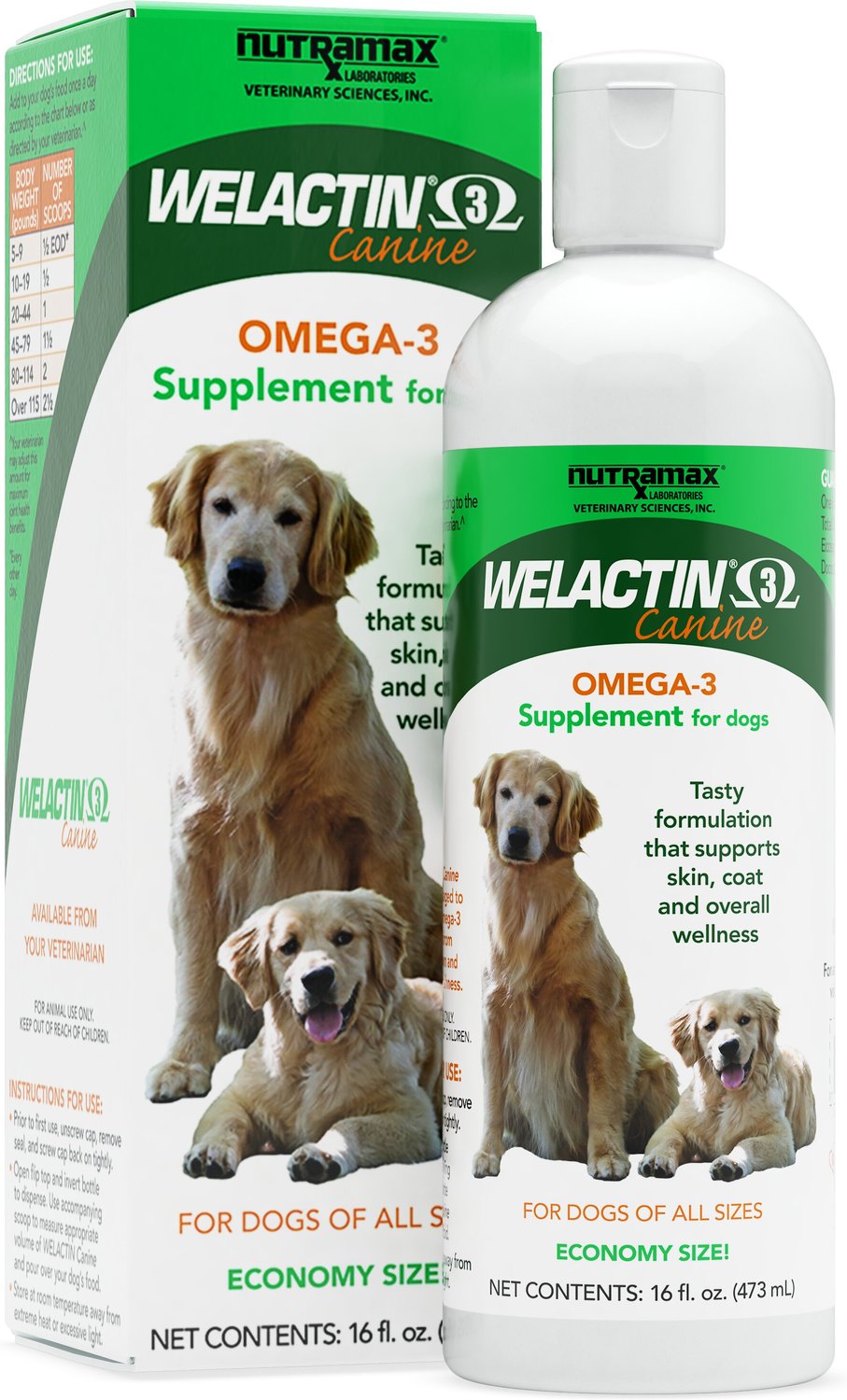 NUTRAMAX Welactin Omega3 Liquid Skin & Coat Supplement for Dogs, 16oz