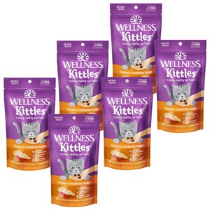 Wellness Kittles Grain-Free Chicken & Cranberries Recipe Crunchy Cat Treats, 2-oz bag, bundle of 6