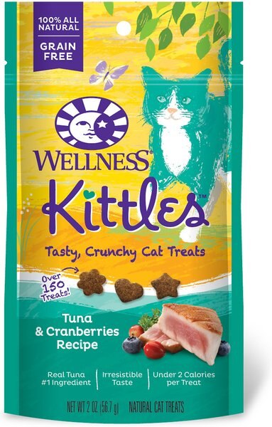 Wellness Kittles Grain-Free Tuna & Cranberries Recipe Crunchy Cat Treats, 2-oz bag, bundle of 2 slide 1 of 7