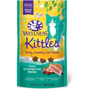 Wellness Kittles Grain-Free Tuna & Cranberries Recipe Crunchy Cat Treats, 2-oz bag, bundle of 4