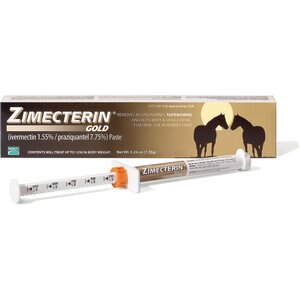 Zimecterin Gold (Ivermectin & Praziquantel) Paste Horse Dewormer, 0.26-oz syringe, bundle of 10