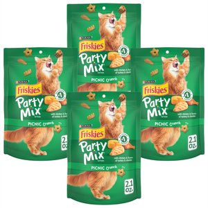 Friskies Party Mix Crunch Picnic Cat Treats, 2.1-oz bag, bundle of 4