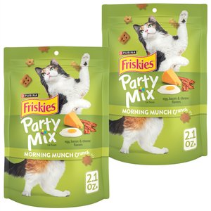 Friskies Party Mix Crunch Morning Munch Cat Treats, 2.1-oz bag, bundle of 2
