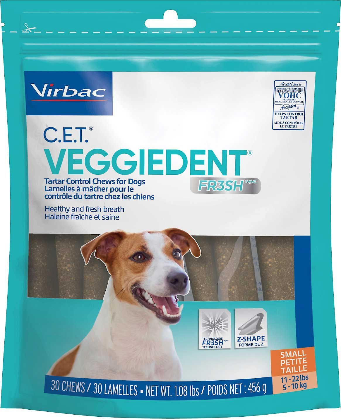 Virbac C E T Veggiedent Fr3sh Tartar Control Dog Chews Small 30 Count 30 Count Bundle Of 2 Chewy Com