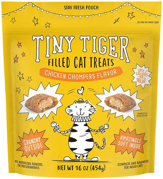 Tiny Tiger Chicken Chompers Flavor Filled Cat Treats, 16-oz bag, 16-oz bag, bundle of 2 slide 1 of 5