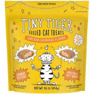 Tiny Tiger Chicken Chompers Flavor Filled Cat Treats, 16-oz bag, 16-oz bag, bundle of 2