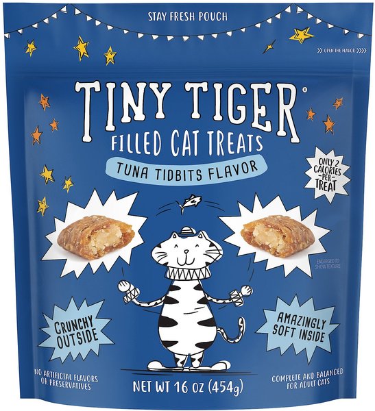 Tiny Tiger Tuna Tidbits Flavor Filled Cat Treats, 16-oz bag, 16-oz bag, bundle of 6 slide 1 of 5
