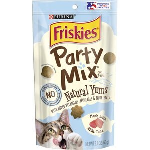 Friskies Party Mix Natural Yums with Real Tuna Cat Treats, 2.1-oz bag, bundle of 4