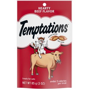 Temptations Hearty Beef Flavor Cat Treats, 3-oz bag, bundle of 4