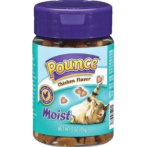 Pounce Moist Chicken Flavor Cat Treats, 3-oz jar, bundle of 4