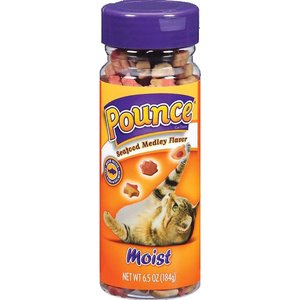 Pounce Moist Seafood Medley Flavor Cat Treats, 6.5-oz jar, bundle of 6