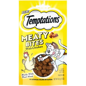 Temptations Meaty Bites Chicken Flavor Cat Treats, 1.5-oz pouch, 1.5-oz pouch, bundle of 2