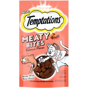 Temptations Meaty Bites Salmon Flavor Cat Treats, 1.5-oz pouch, 1.5-oz pouch, bundle of 2