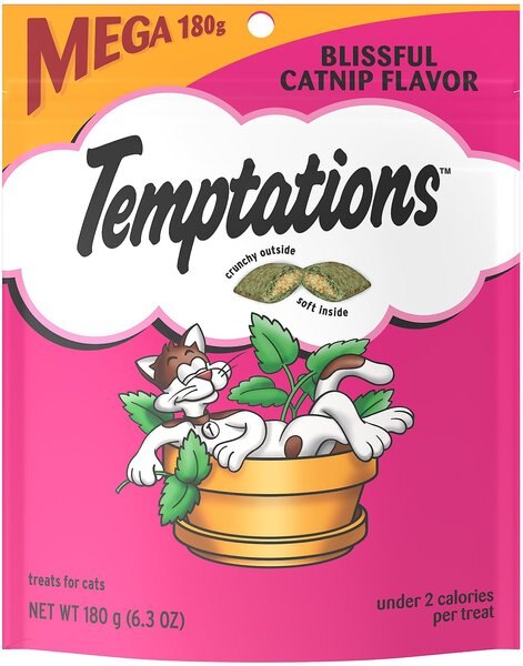 Temptations Blissful Catnip Flavor Cat Treats, 6.3-oz bag, bundle of 2 slide 1 of 8