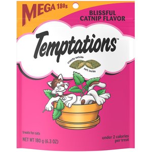 Temptations Blissful Catnip Flavor Cat Treats, 6.3-oz bag, bundle of 2