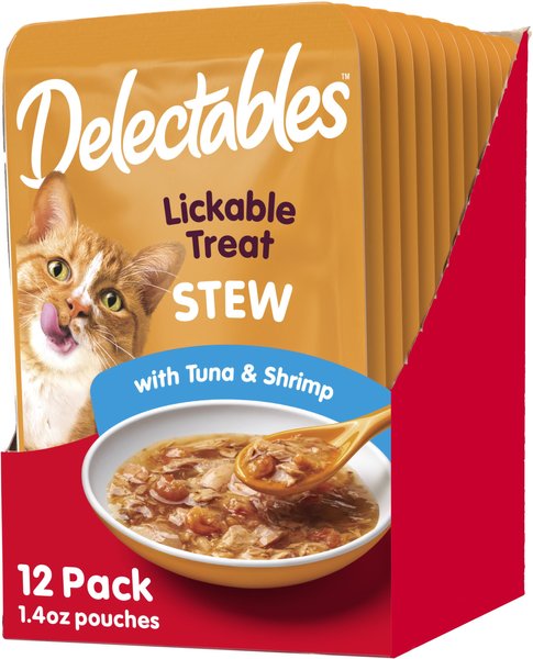Hartz Delectables Stew Tuna & Shrimp Lickable Cat Treat, 1.4-oz, case of 12, bundle of 2 slide 1 of 11