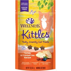 Wellness Kittles Grain-Free Turkey & Cranberries Recipe Crunchy Cat Treats, 2-oz bag, bundle of 2