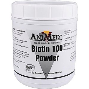 AniMed Biotin 100 Hoof Health Powder Farm Animal & Horse Supplement, 2.5-lb tub, bundle of 2
